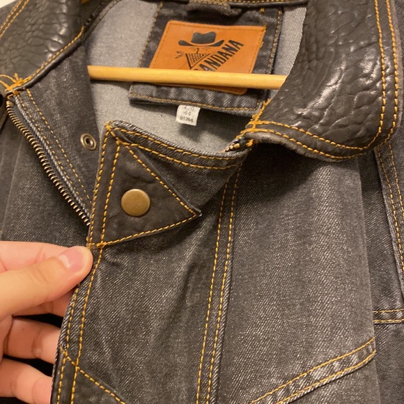 Black denim and leather jacket - Picture 4 of 4